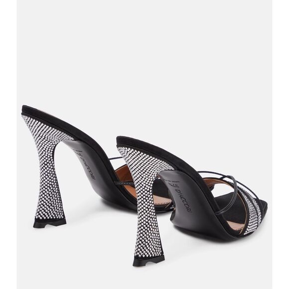 D’ACCORI Lust 100mm Crystal-strap Mules In Schwarz Size 40(10) $895 - Picture 4 of 14